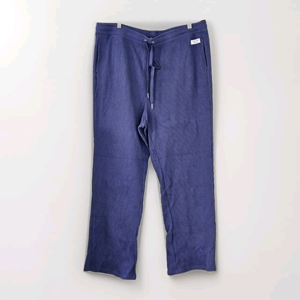 Calvin Klein Sweatpants Womens 3X Blue Waffle Thermal Active Lounge Performance